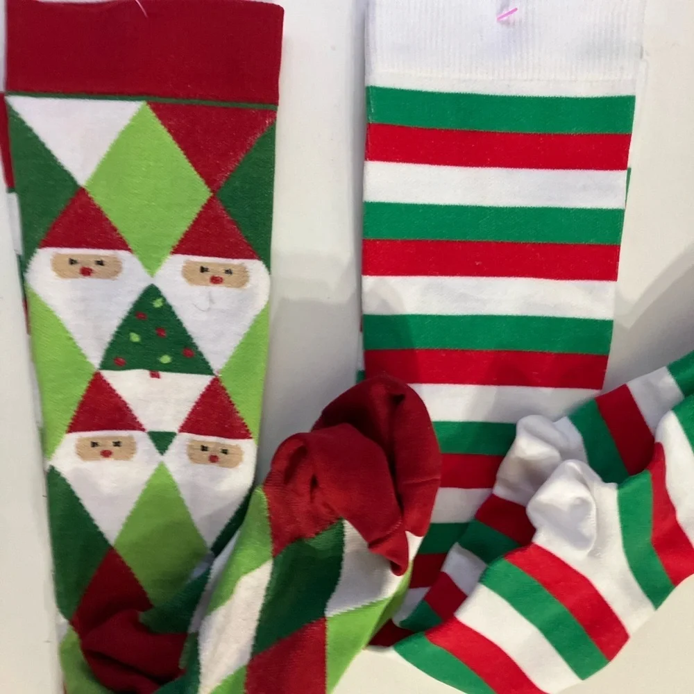 Festive Christmas Striped and Argyle Socks